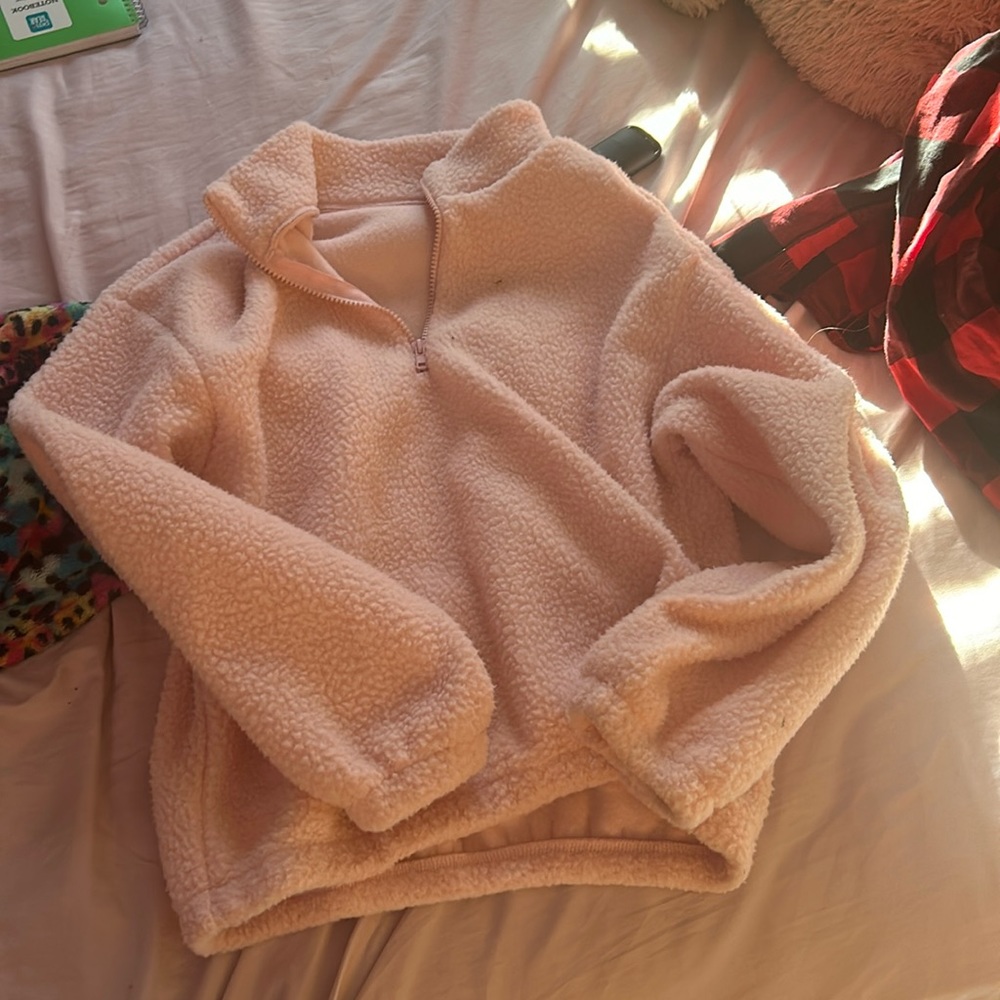 pink sweater throw over